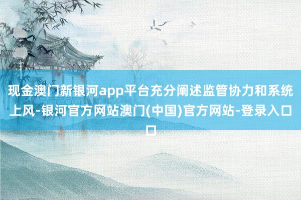 现金澳门新银河app平台充分阐述监管协力和系统上风-银河官方网站澳门(中国)官方网站-登录入口